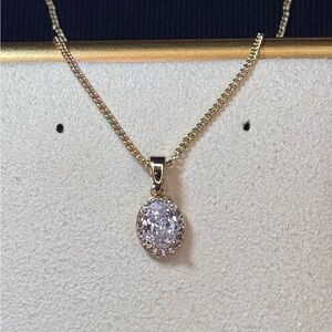 Stunning Gold Plated Halo Crystal Pendant Necklace Made With Swarovski Crystals